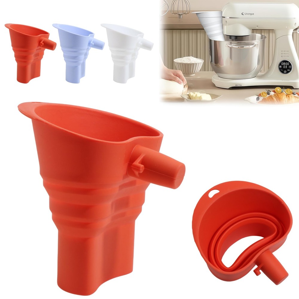 Silicone Foldable Flour Funnel for Kitchen Aid Mixer,Easy Pour No-Mess Attach...