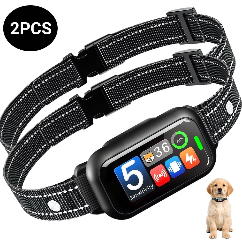 2Pcs Automatic No Bark Dog Training Collar Waterproof Barking Terminator - BR01