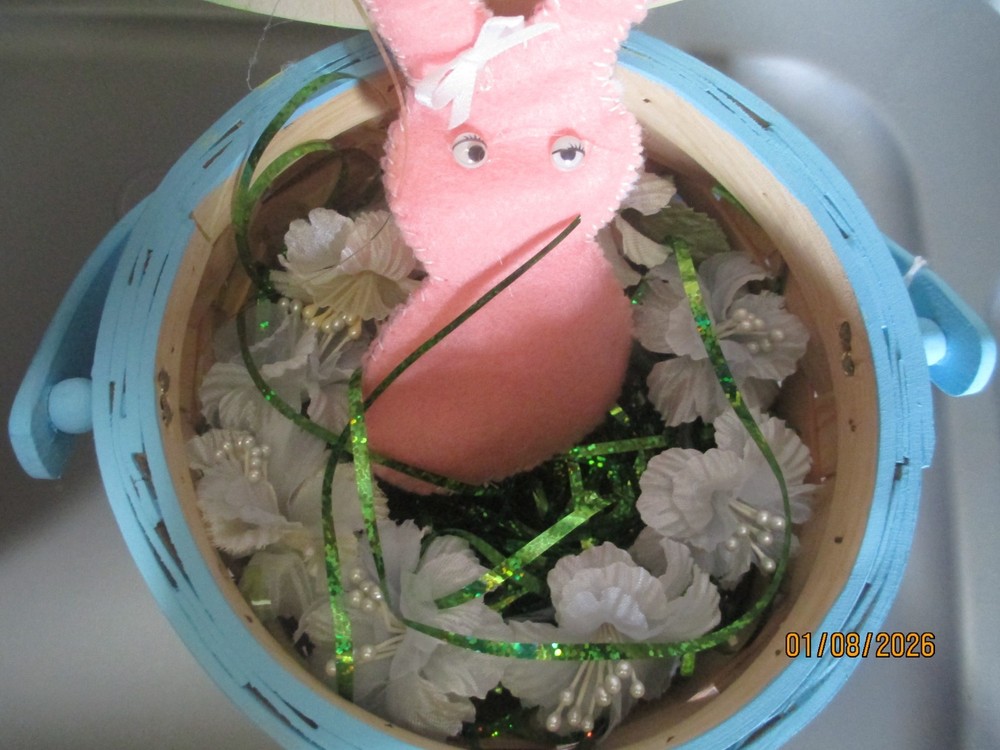 Hoppy Easter Hand Painted Pop up Basket