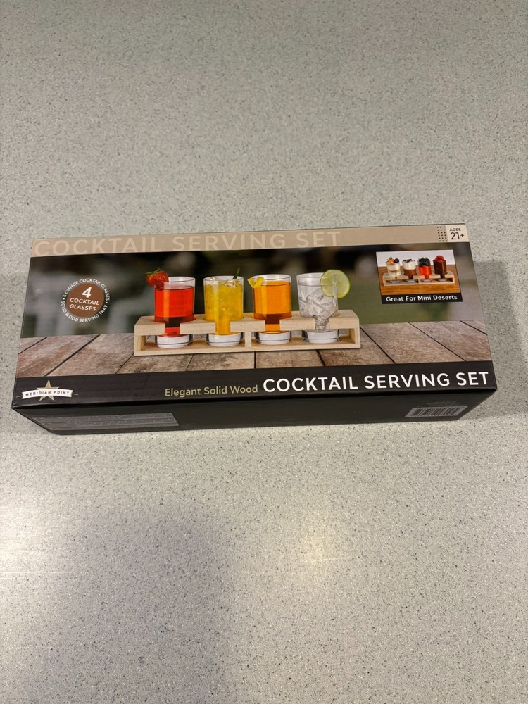 Elegant Solid Wood Cocktail Serving Set NIB