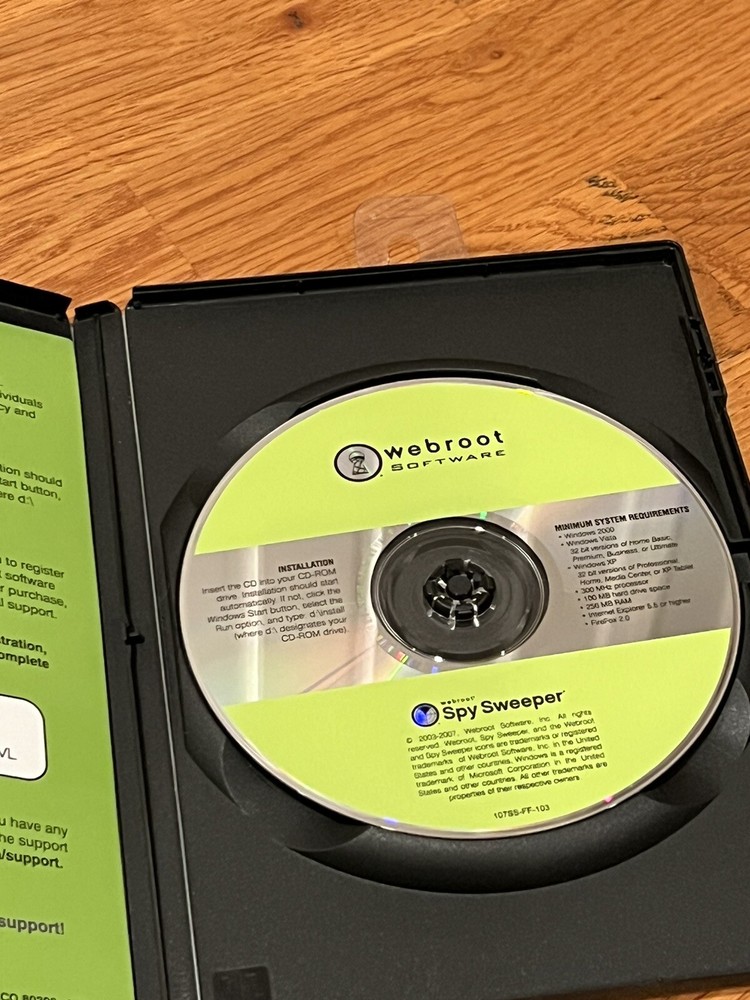 Webroot Spy Sweeper (Windows 98 SE, 2000, Me, XP Minimum Requirements)