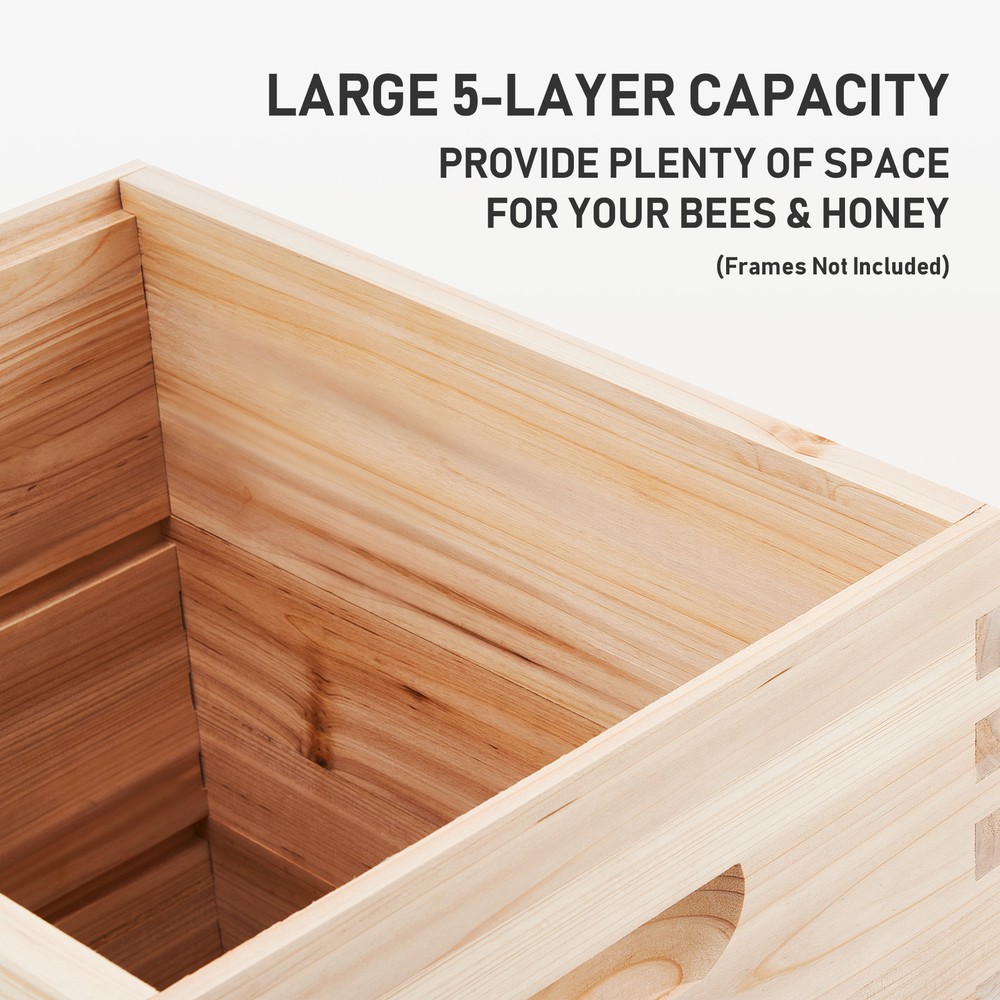 CREWORKS 5-Layer Bee Hive Boxes Starter Kit Langstroth Beehive for Beekeeping
