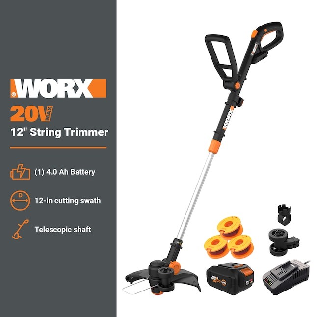 WORX PowerShare 20-volt 12-in Telescopic Shaft Battery String Trimmer Edger Conv