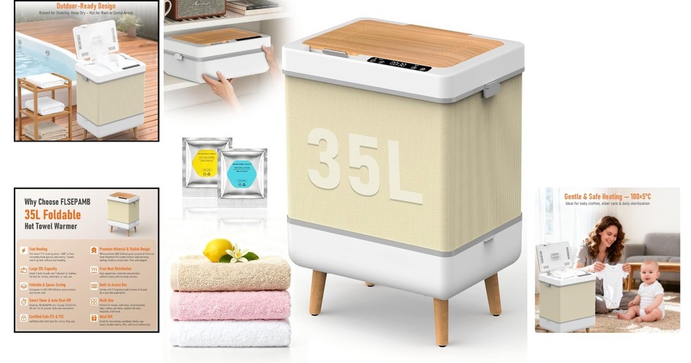 Compact 35L Towel Storage Heater with Digital Display & Timer – Gift-Ready