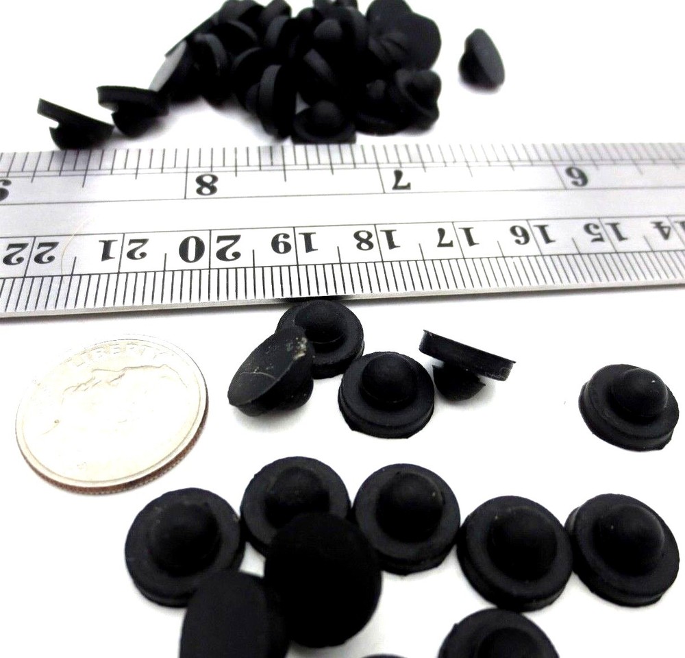 Rubber Stem Pad Hole Plug - Push-In Fits 3/16" Hole, 1/32" Thick Panel