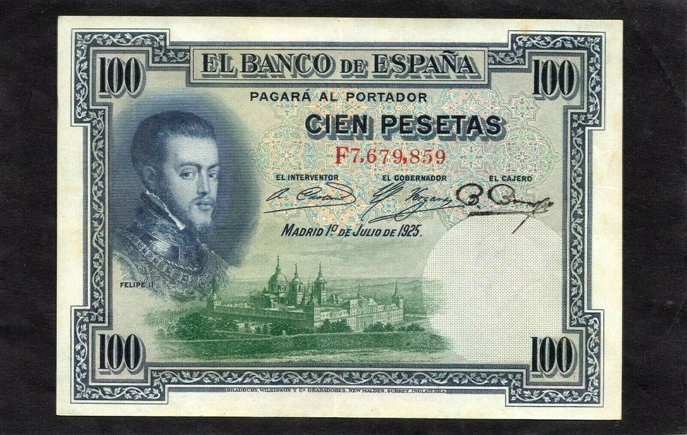 Spain 100 Pesetas P-69c 1925 EF