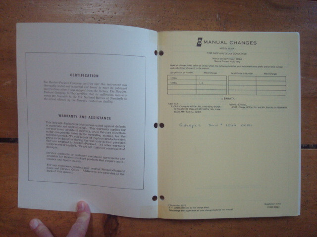 1972 Hewlett Packard Time Base & Delay Generator 1825A Operating, Service Manual