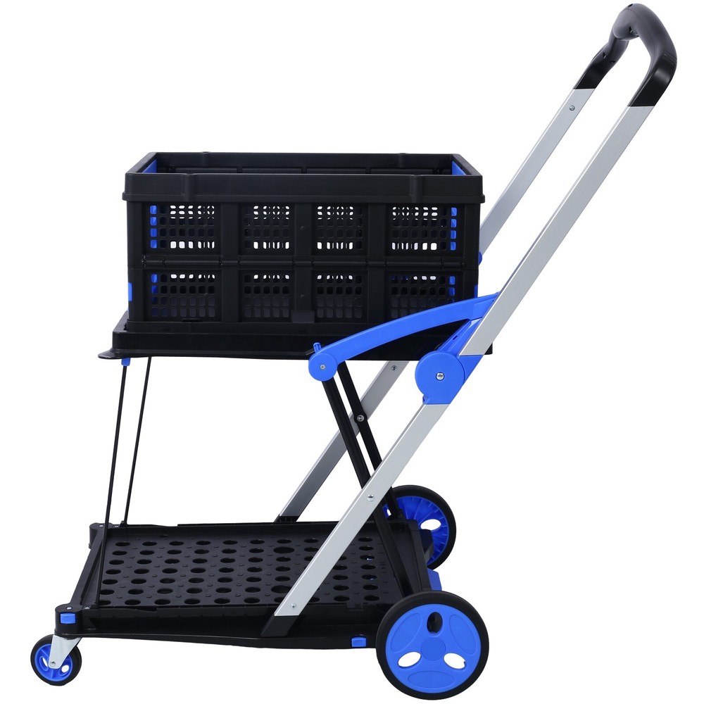 Collapsible Utility Cart Multi Use 2-Tier with Baskets Blue