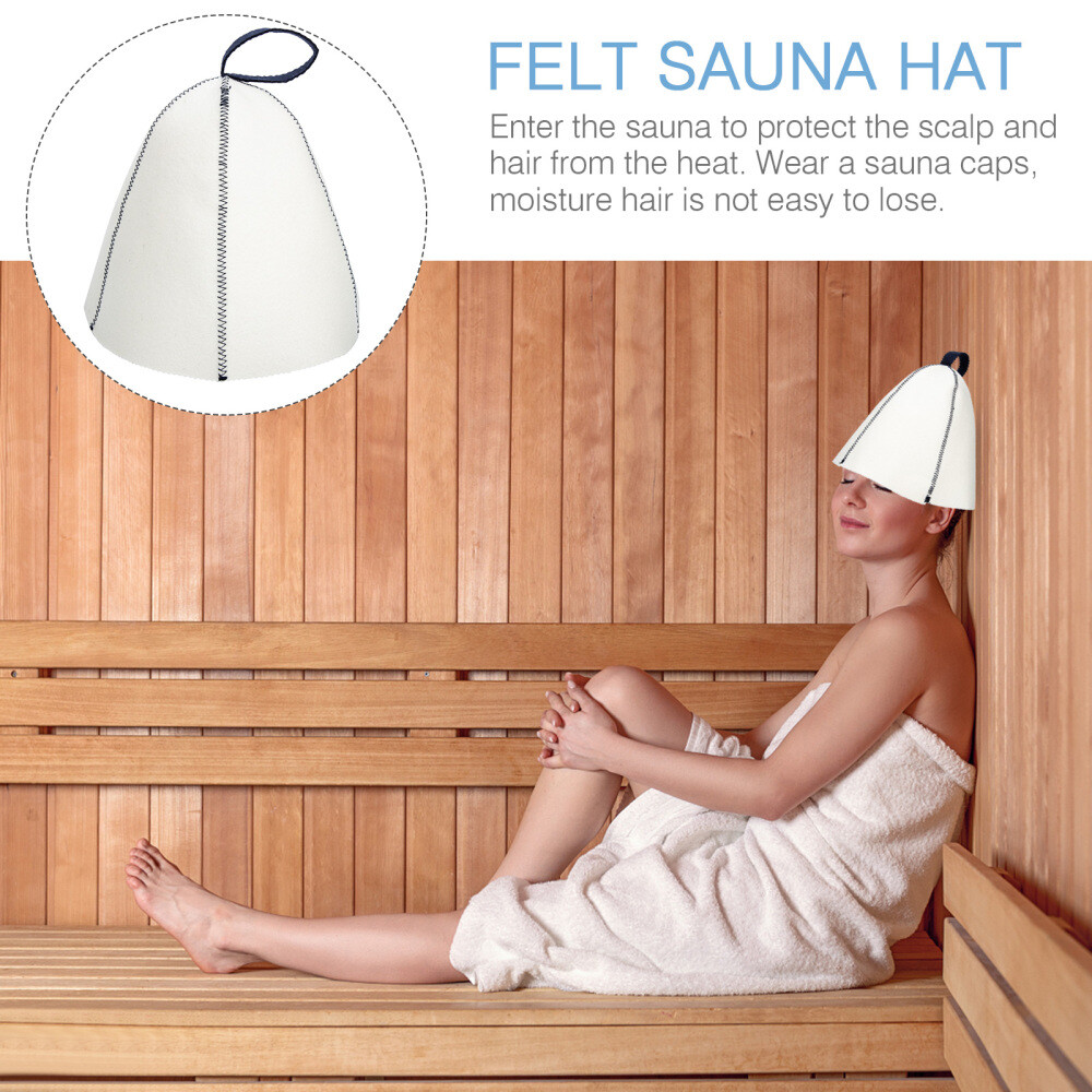 2PCS Felt Sauna Hat Thicken Felt Hat Comfortable Sauna Hat Bathing Hat