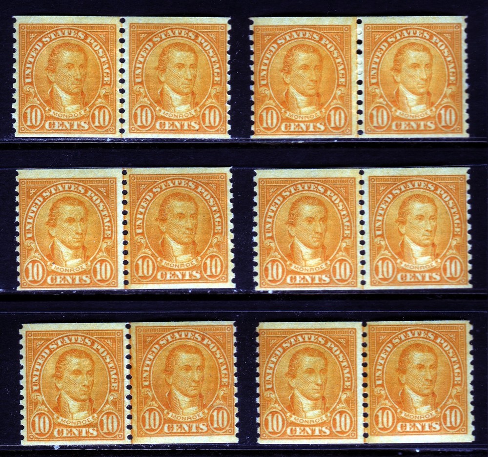 #603 MONROE LINE PAIR. MEDIUM FINE 1. NEVER HINGED OG. SCV $50