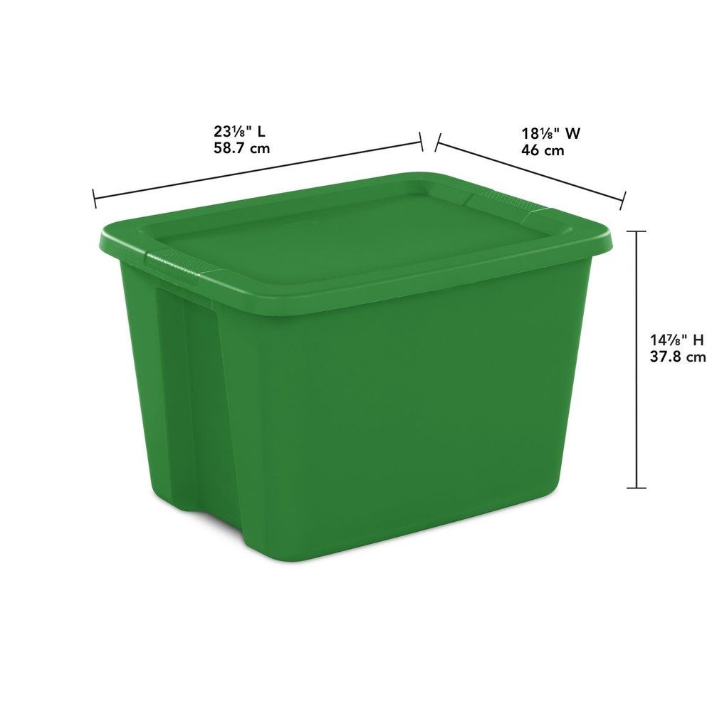 Sterilite Large Storage Bin, 18 Gallon Plastic Storage Container Green 8 Pack