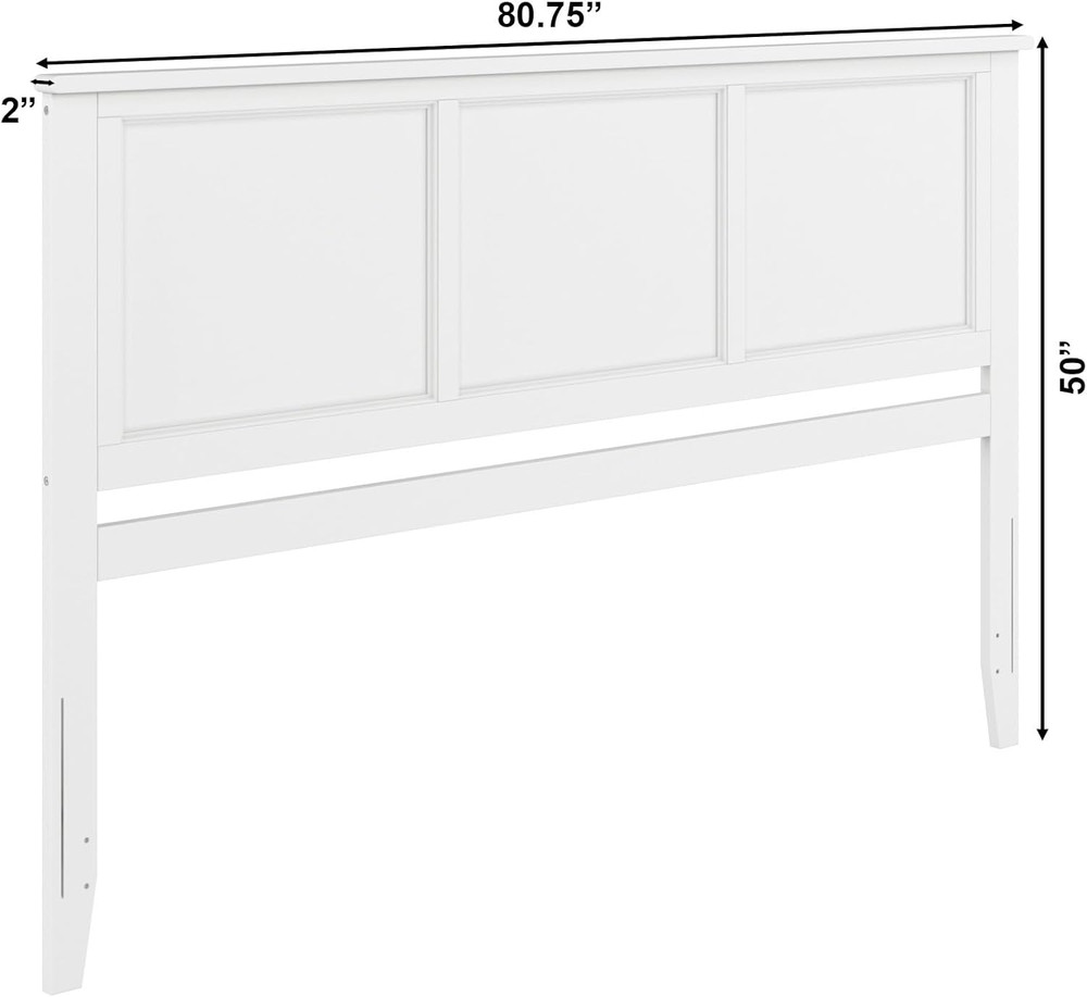 , Madison King Solid Wood Panel Headboard, White