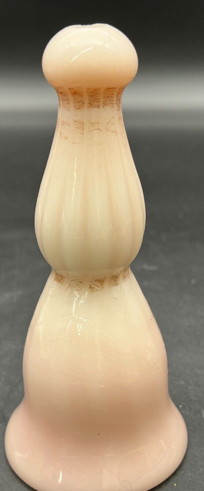 Heavy Pink Peach Ribbed Glass Bell