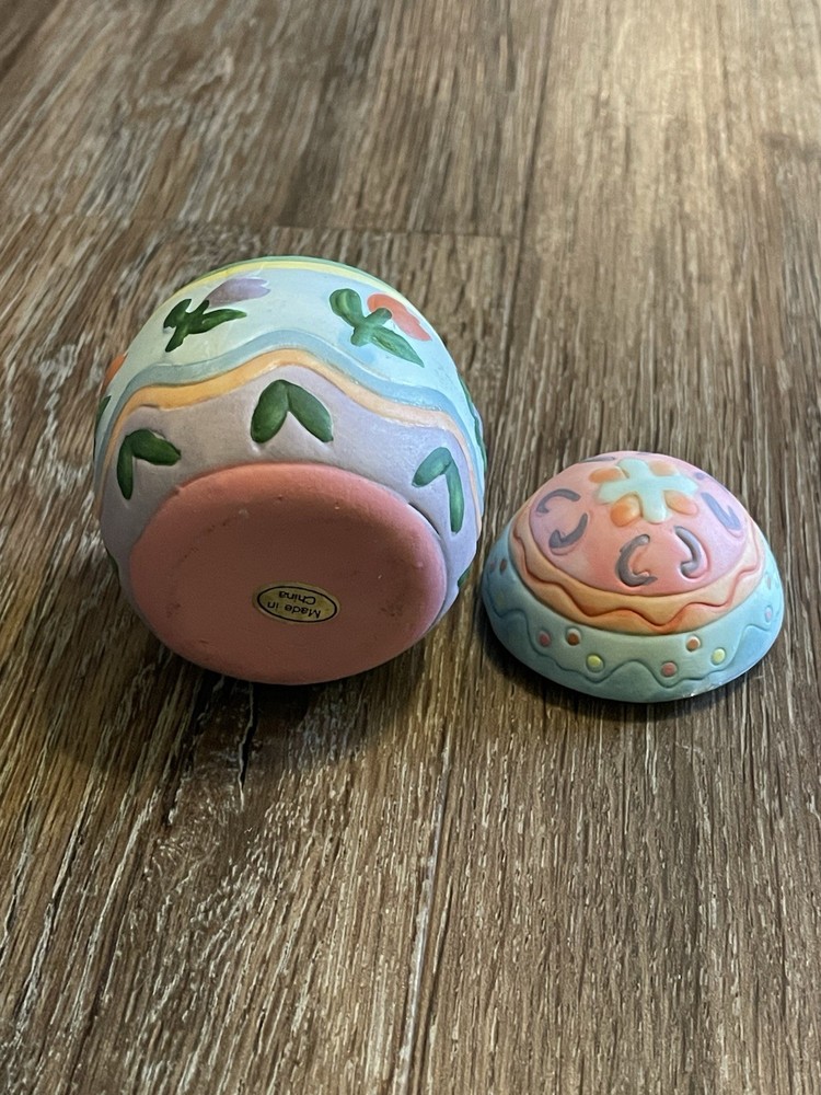 NEW Open BOX Ceramic Easter Egg Candles 6 pc. Unscented Hand Painted Colors