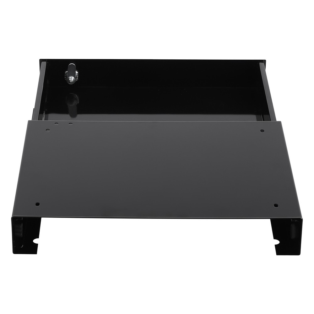 Lockable Compact Under Desk Sliding Drawer Black Metal Pull Out Storage Box