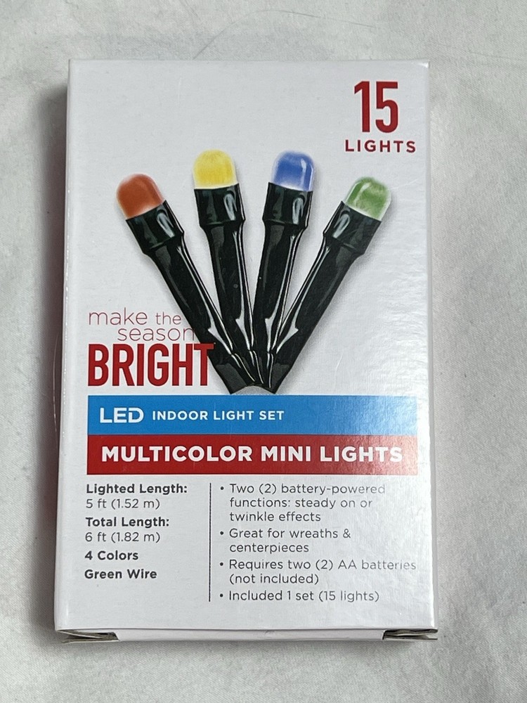 MAKE THE SEASON BRIGHT - 3 Function 5 Ft. - 15 LED Multi Color Mini Light Set