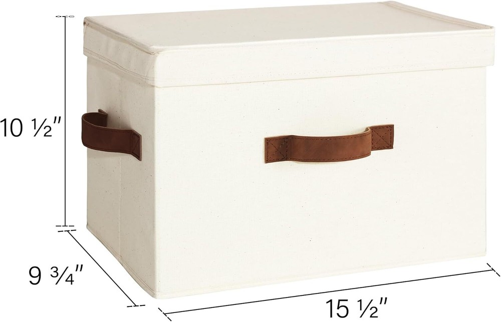 Closet Organizer with Lid, Decorative Organizer with Handles, 2-Pack