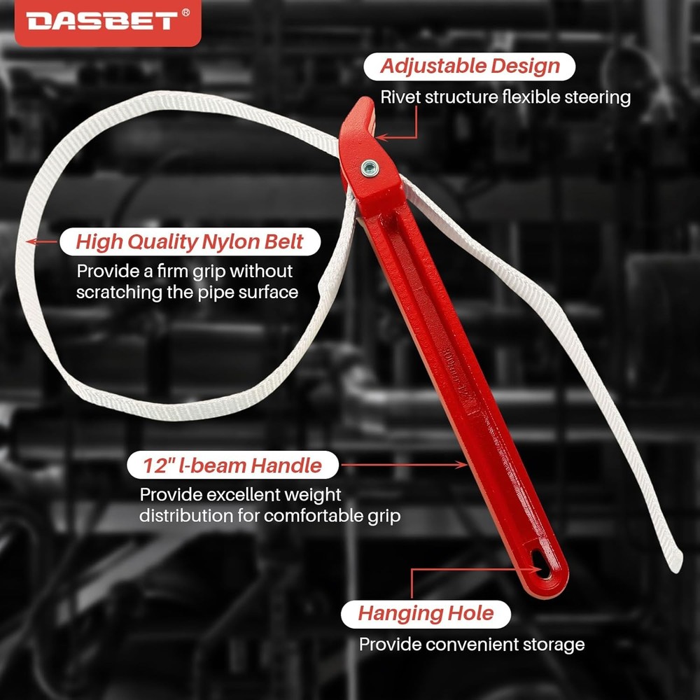 Adjustable Strap Wrench for Oil Filter Pipe