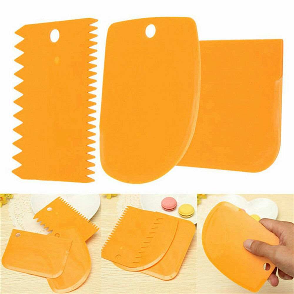 3pcs Cake Baking Scraper Fondant Pastry Decoration Tools Icing Dough Plastic