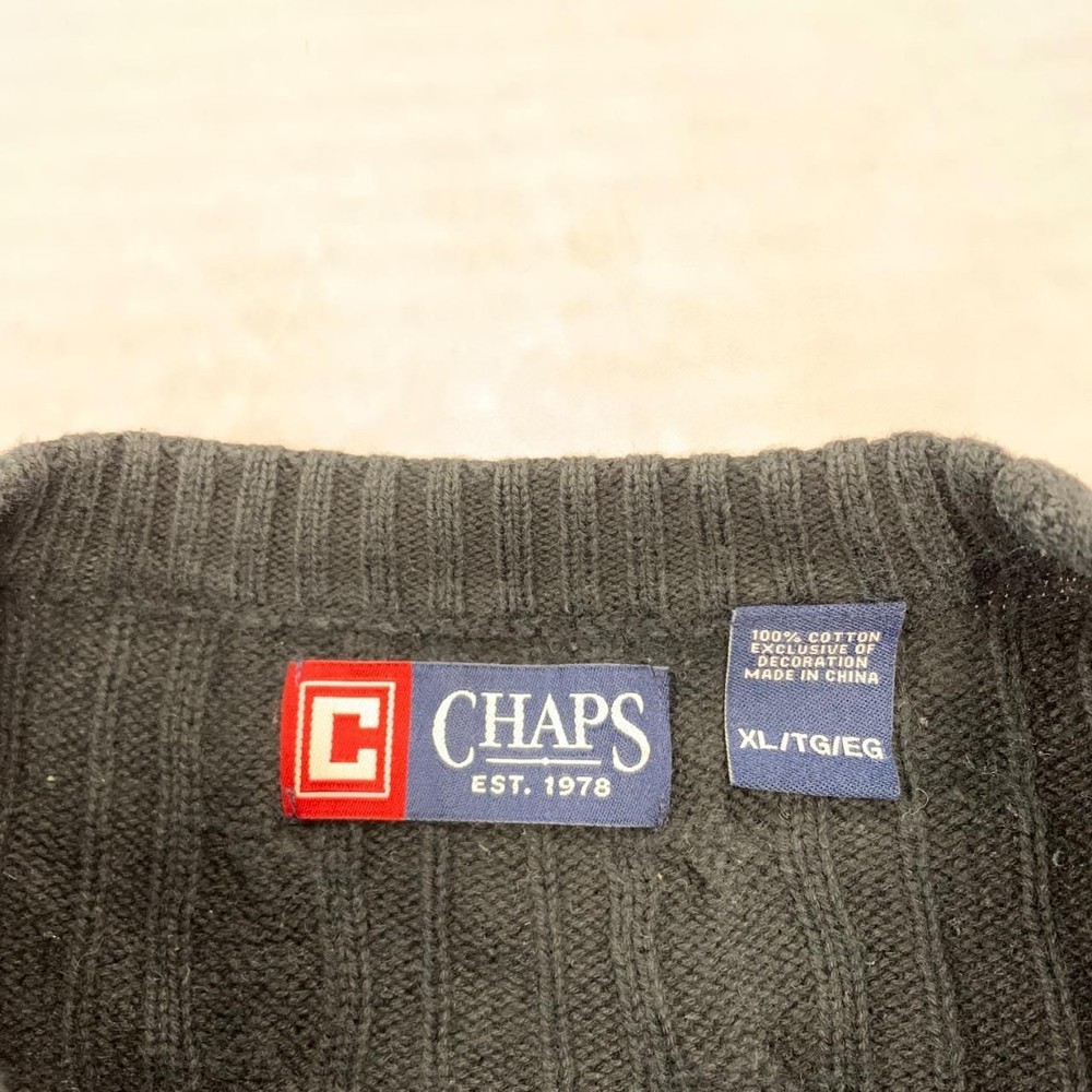 Vintage Chaps Knitted Jumper cable knit patterned pullover chunky sweater with