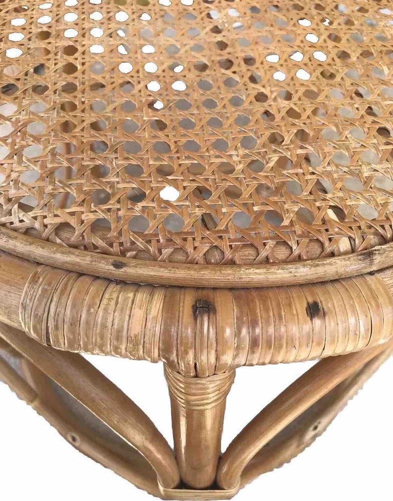 Mid Century RATTAN CANE STOOL Side Table Boho Chic Stool CLASSIC Design💕