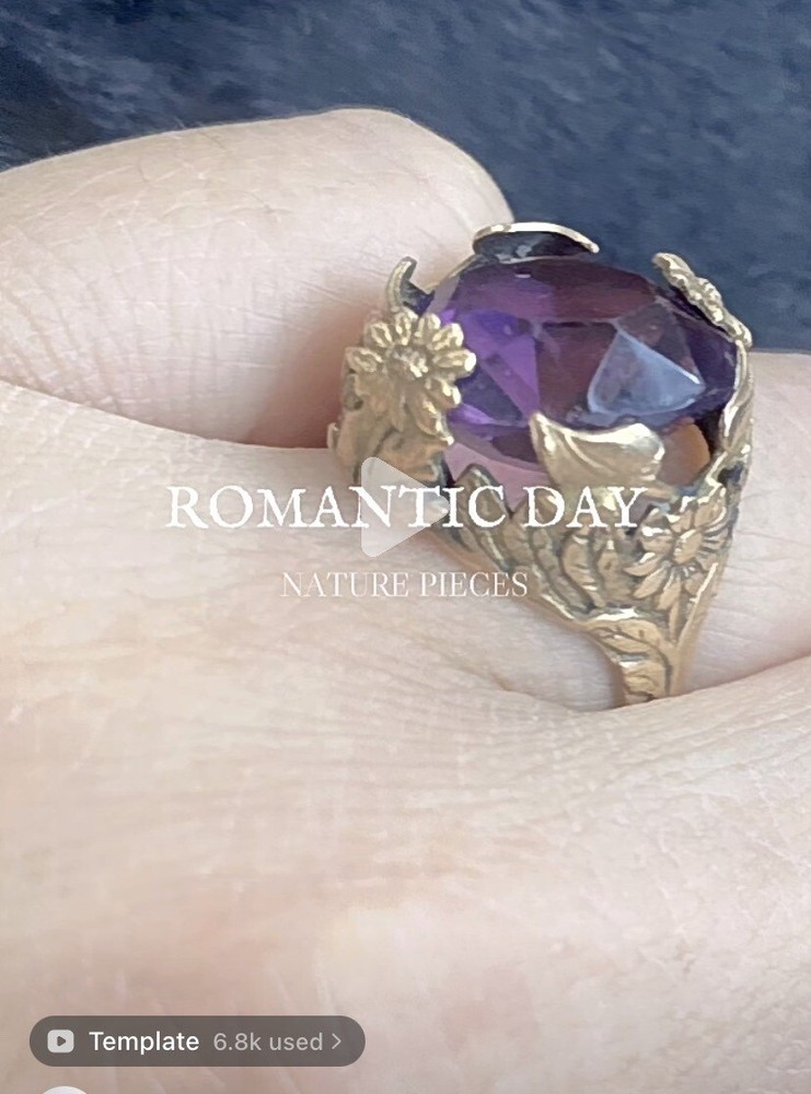 Vintage Brass Art Dec Rhinestone Ring
