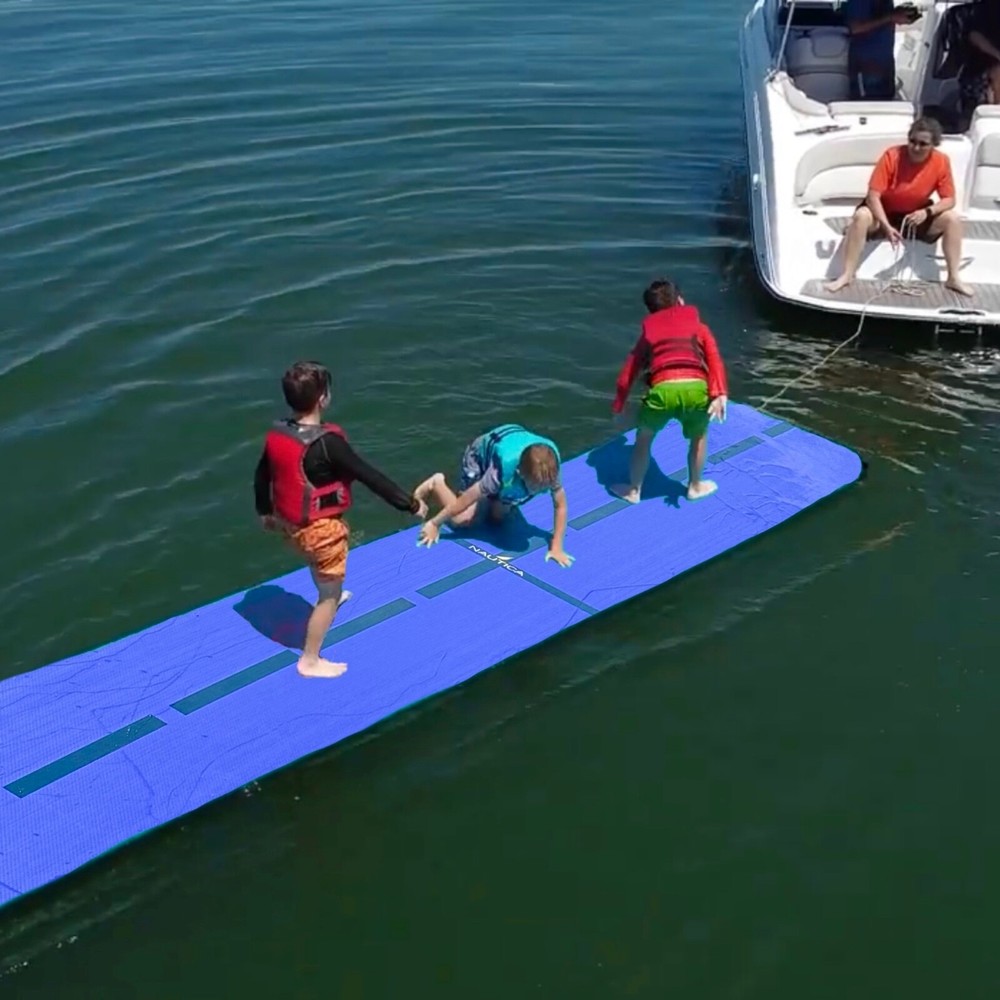 Nautica “Vault” Inflatable Floating Mat, Slide, Raft 20’×40” | w/ Elect Pump