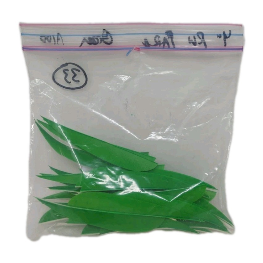 33 Count Archery Arrow Feathers 4" Right Wing Parabolic: Green