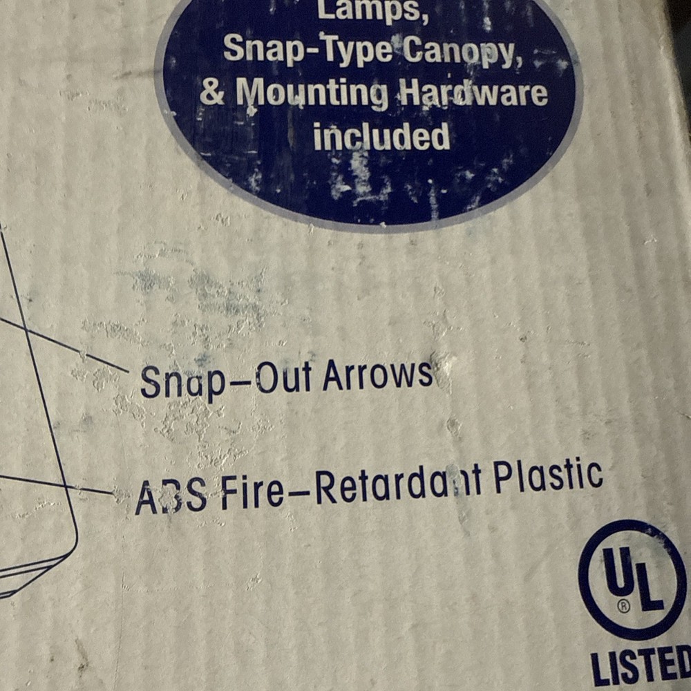 Red Light White Housing Battery Back Up Exit Sign.