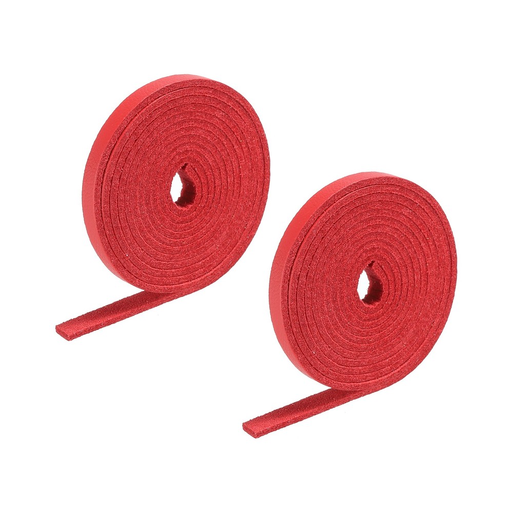 Faux Leather Straps Strip Leather String 0.5cm/0.2" Width, Red,2pcs