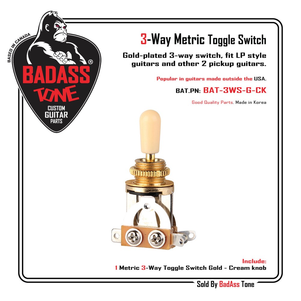 3 Way Toggle Switch - Gold / Cream Tip - Les Paul Epiphone