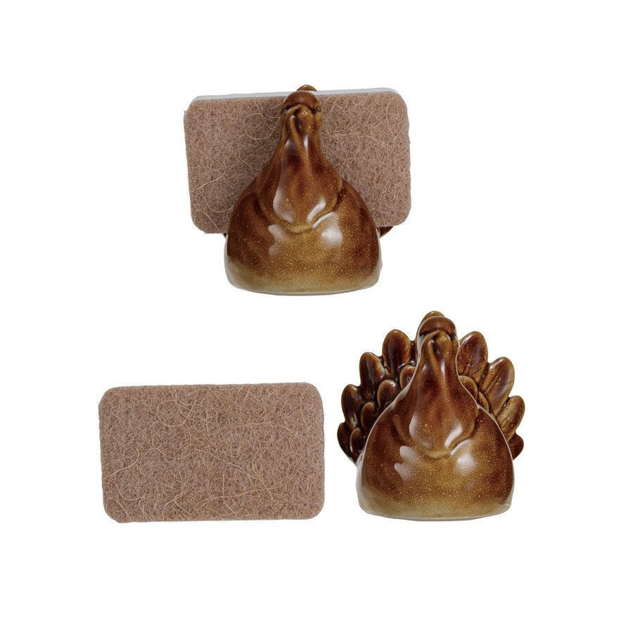 Creative Co-op - Turkey Shaped Sponge Holder with Sponge - CF3883