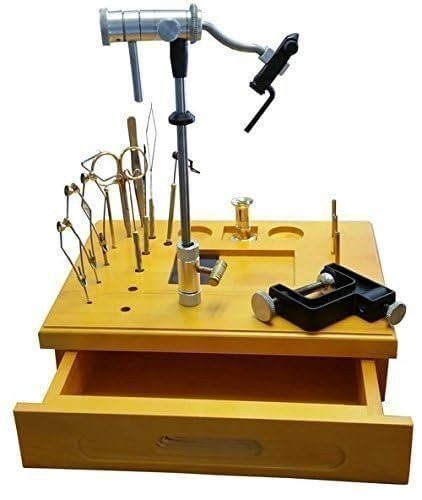 Wooden Fly Tying Station with Tools