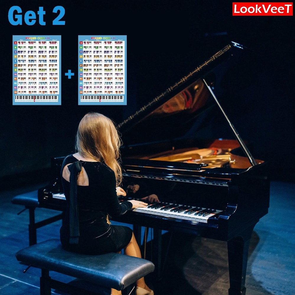 Piano Chord Chart Reference Guide, A4 Size (Piano) Piano