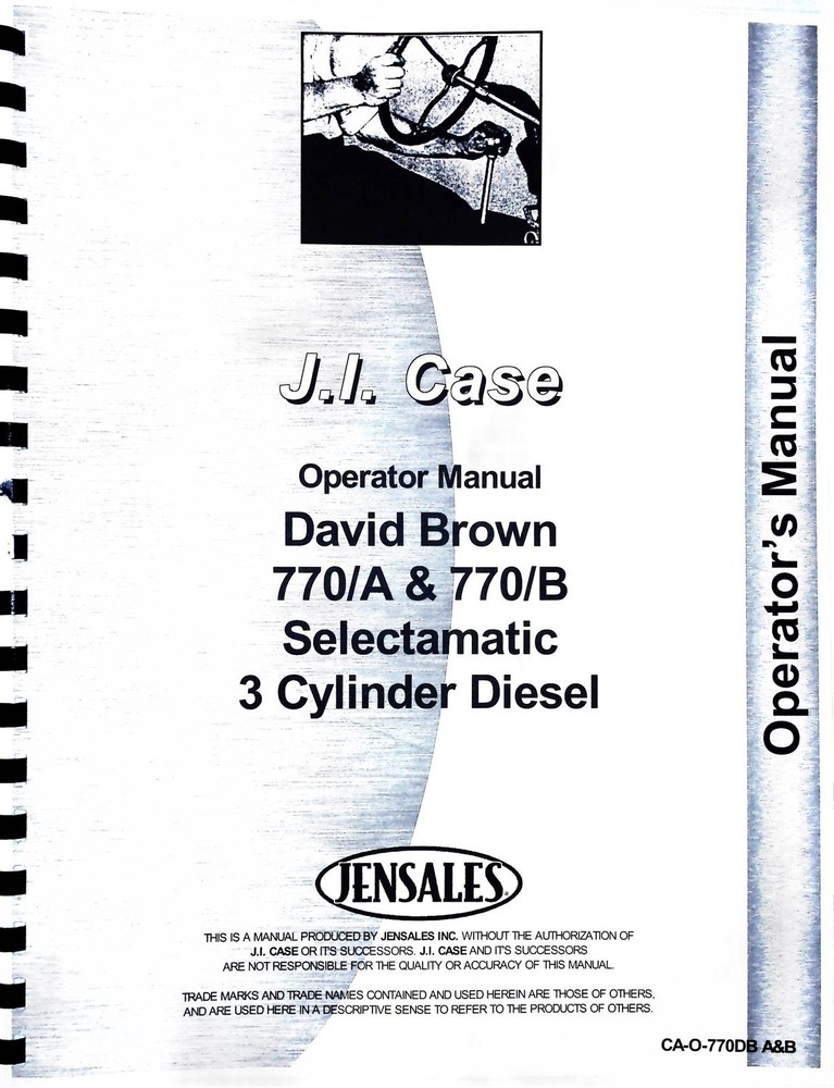 David Brown 770A 770B Tractor Operators Owners Manual Case Selectamatic 3 CYL