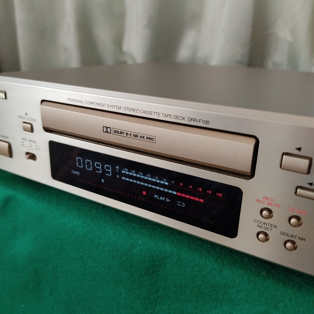 DENON DRR-100 Silver Compact Stereo Cassette Deck Auto Reverse F/S