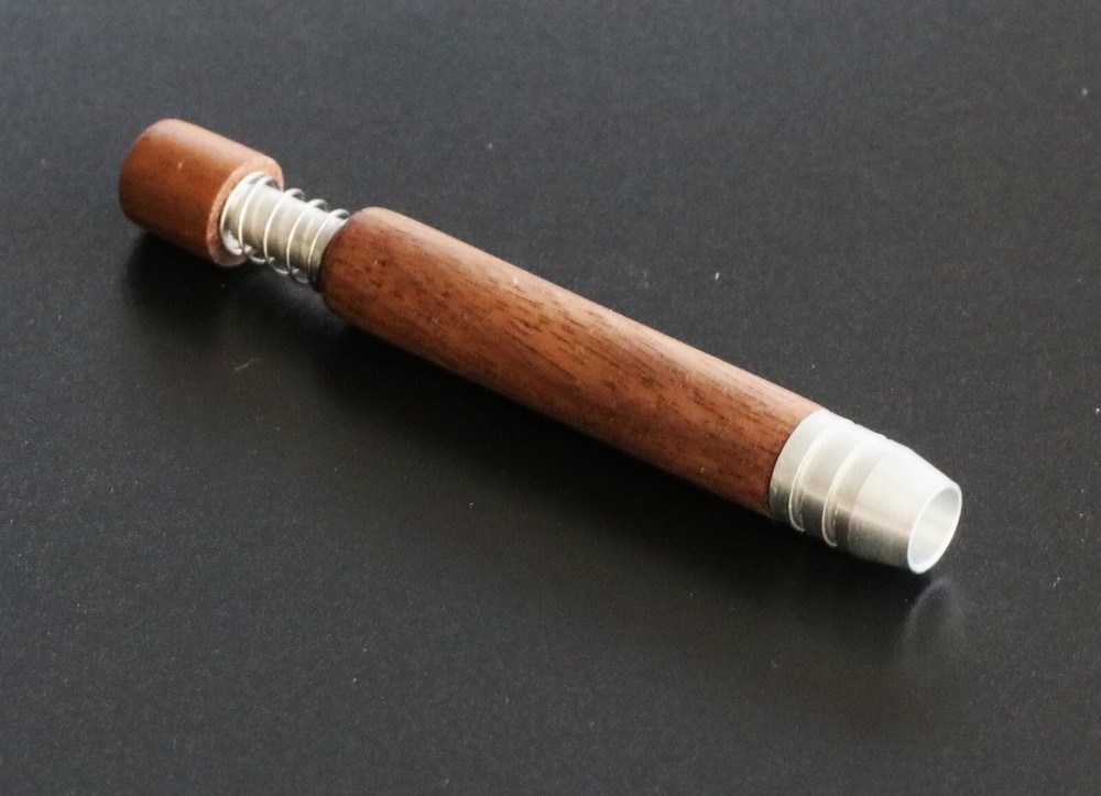 3" Spring Loaded Walnut One Hitter- Self Ejection Cleaning System