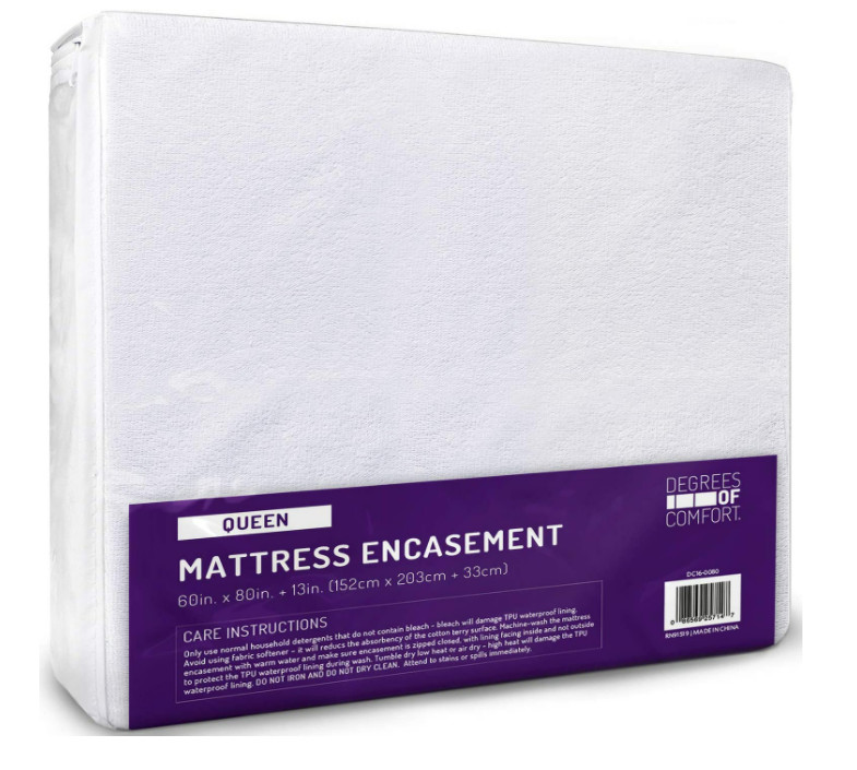 Premium Mattress Zippered Encasement Bed Bug Protector Bedbug Waterproof White