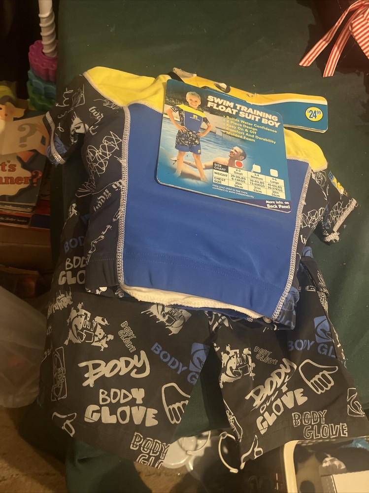 Boys Swim Training Float Suit 2 Piece Life Jacket Vest Small 2-3