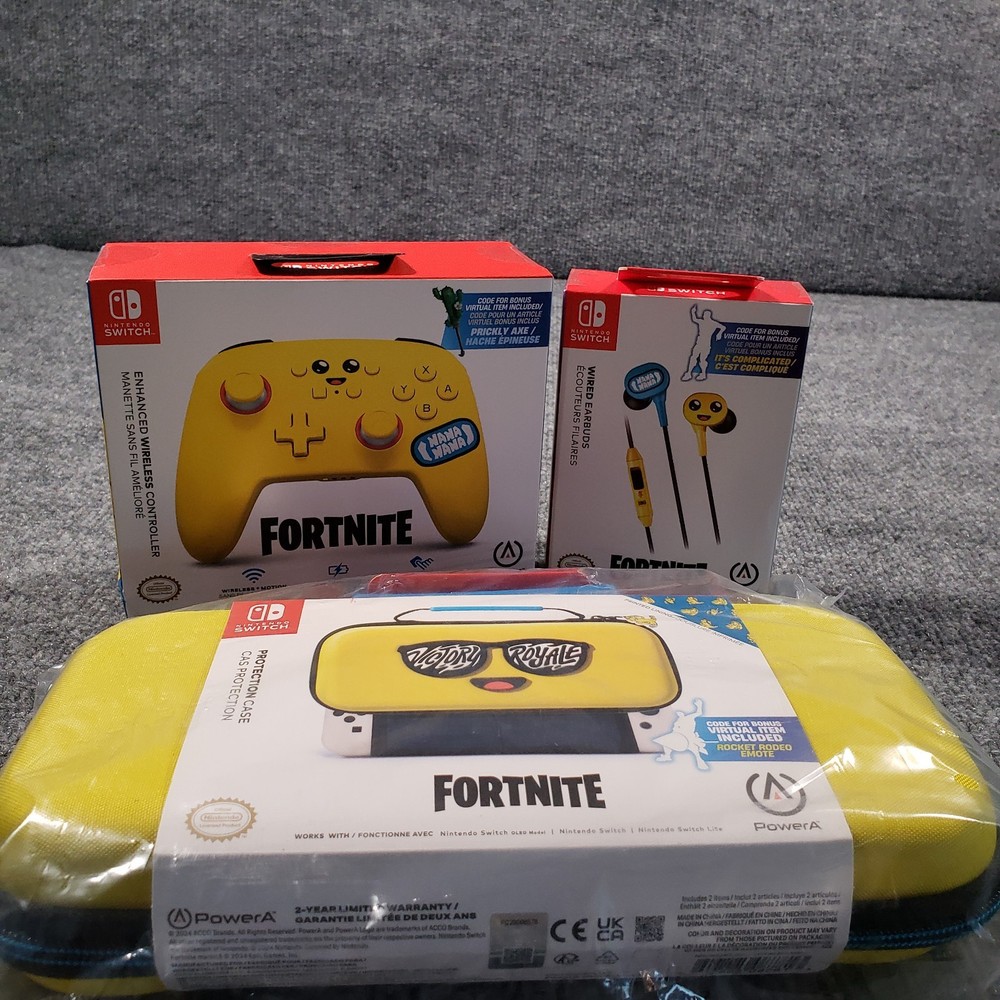 Fortnite Nintendo Switch Peely Bundle Case Controller Headphone Sealed w/ Codes