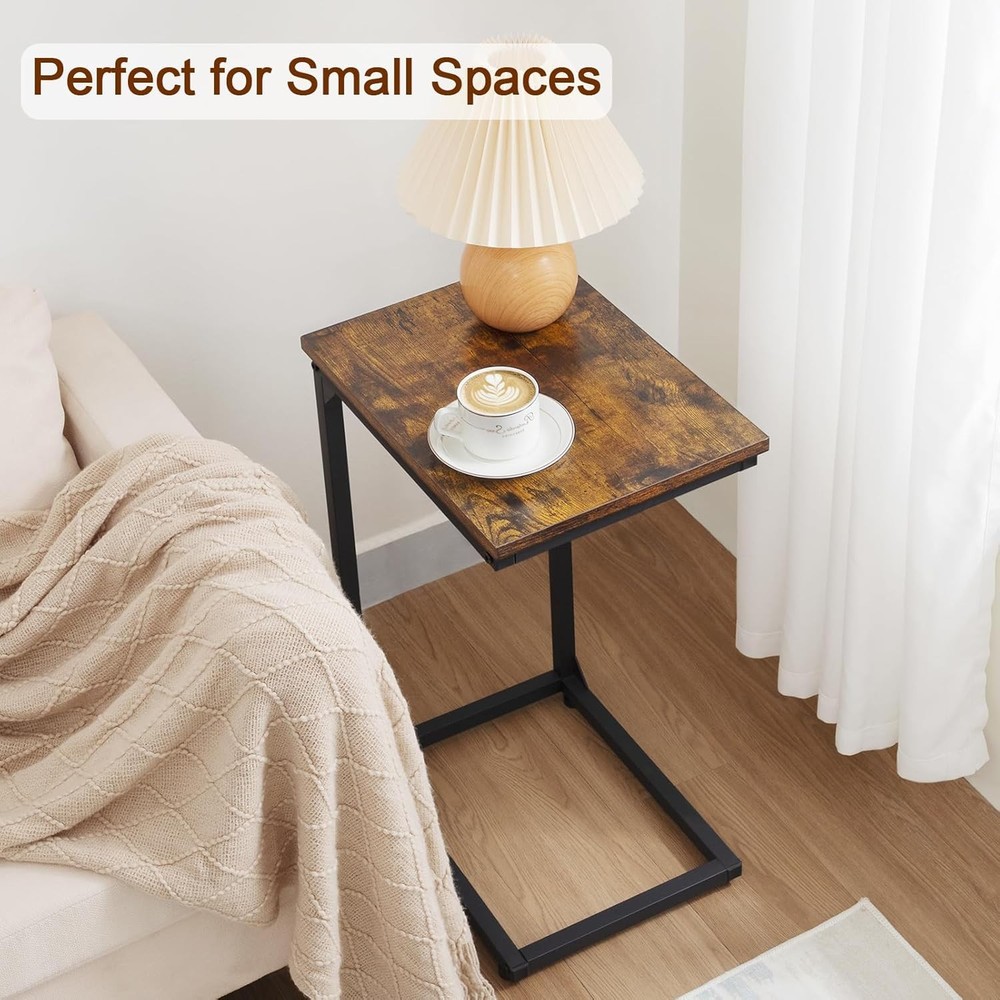 2pcs C Shaped Side/End Table Slide Under Couch Table for Sofa, TV Trays
