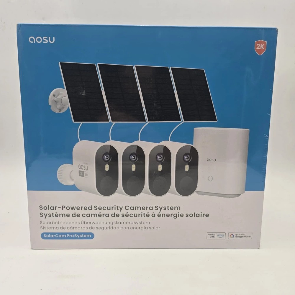 AOSU SolarCam Pro System 4 pack C7P2BH11 Solar Powered Security Camera