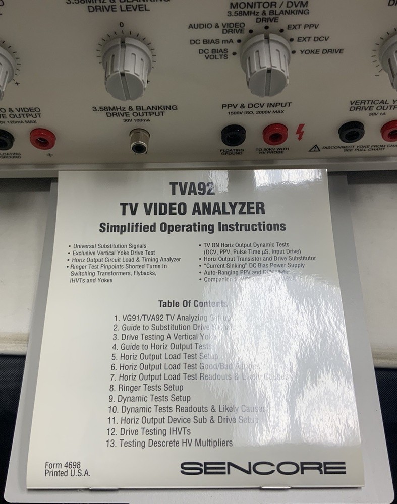 Sencore TVA92 NTSC TV Video Analyzer