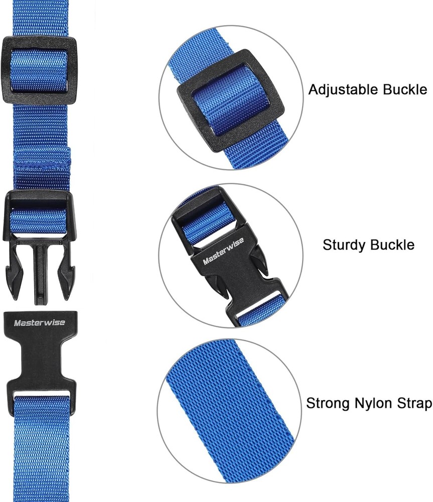 Buckle Straps with Clips, Adjustable Nylon 4‘x0.75“, Blue