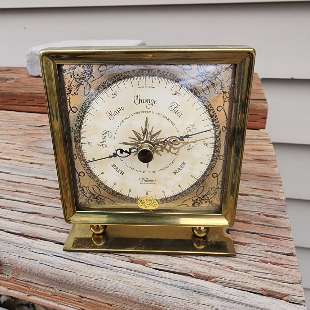 Vintage Brass Wittnauer Barometer Ornate Untested