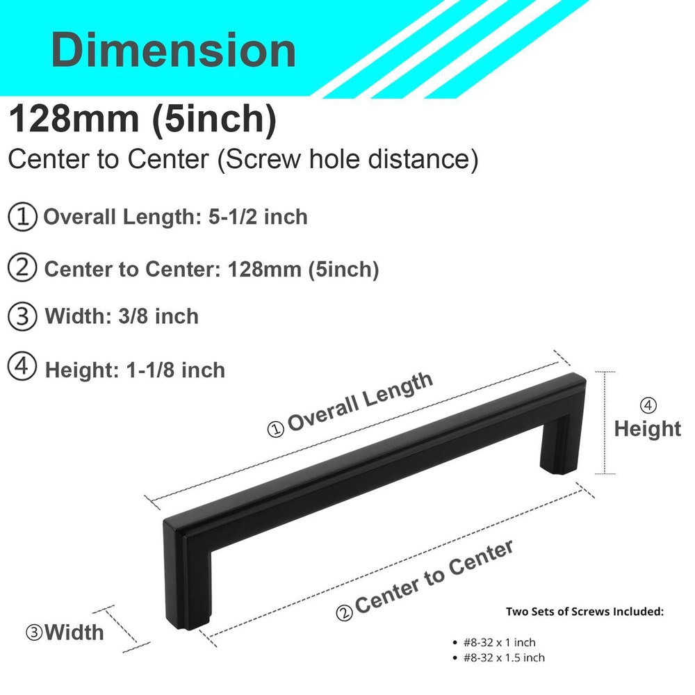 Solid Matte Black Cabinet Pulls Knobs Handles Kitchen Bath Drawers Hardware