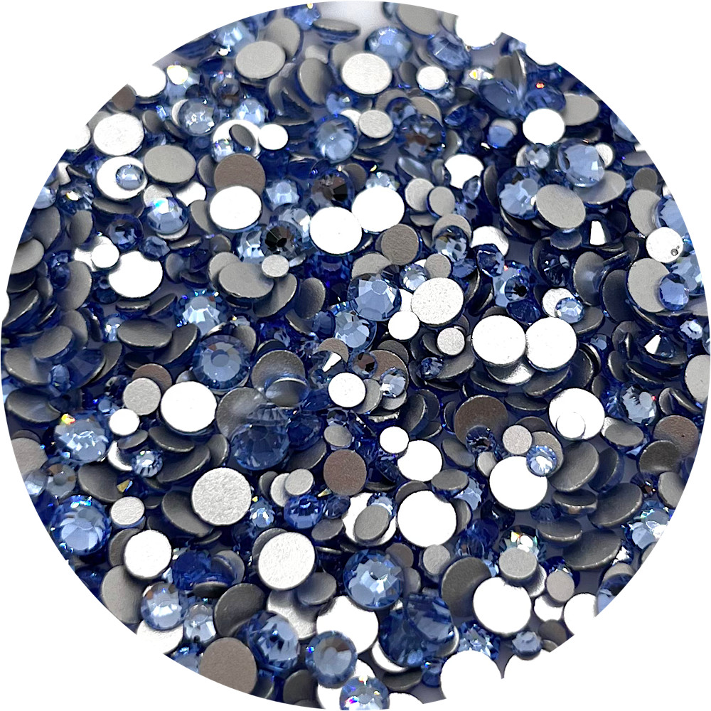 Flat Back Non-Hot Fix Glass Rhinestones - Light Blue