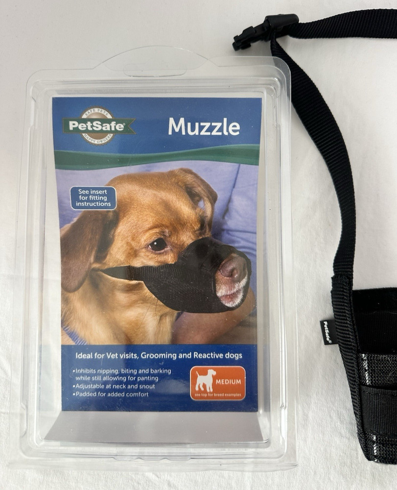 Petsafe Muzzle -Medium Breeds Black Padded for Comfort & Adjustable! MUZ-M-BLK