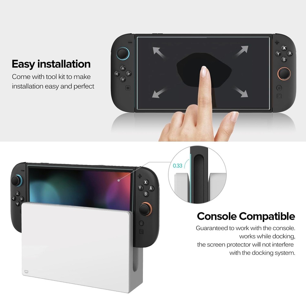 4-pack Tempered Glass Screen Protector for Nintendo Switch 2 w Alignment Frame