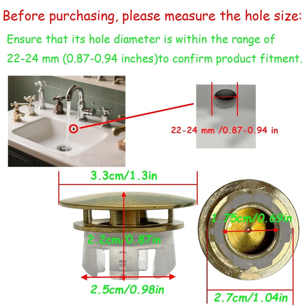 2 Pack Sink Overflow Cover Basin Trim Copper Bathroom Sink Rings,Bathroom Kit...